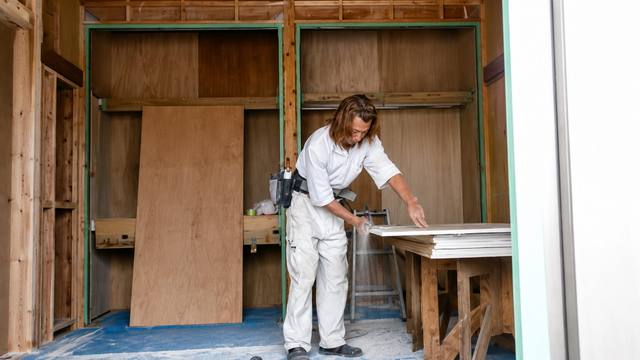 造作棚の加工作業